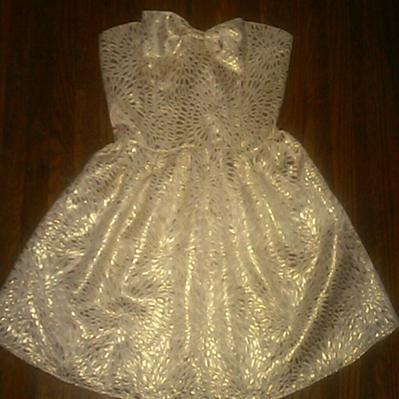 Gold and white sequin dress