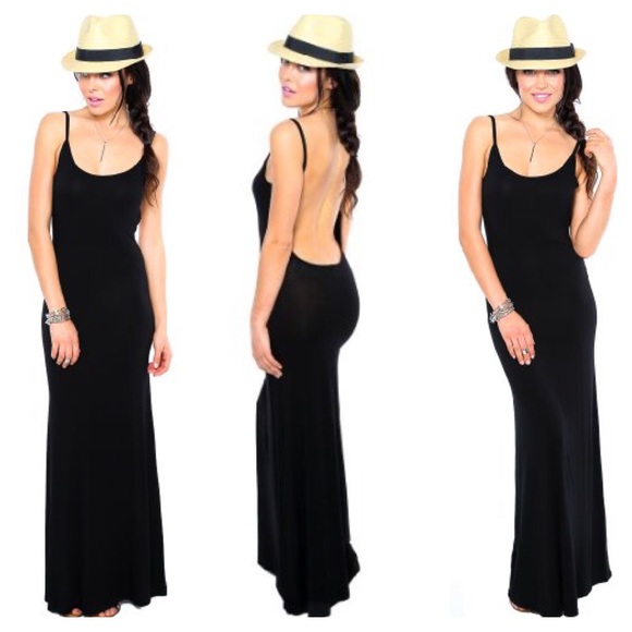 NEW Black Open-Back Maxi Dress with tags - Picture 1 of 1