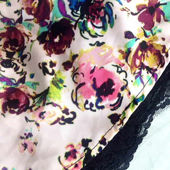 Watercolor Floral Skirt with Lace Trim - Picture 2 of 3