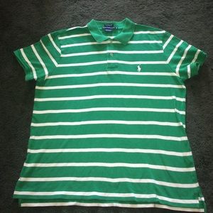 Green and white striped Ralph Lauren polo