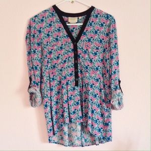 Tiger print hi-lo blouse