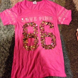 Victoria secret pink jersey shirt sequined medium