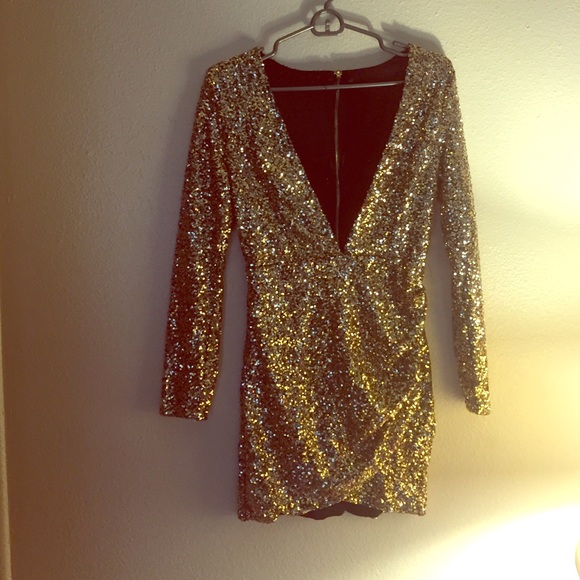 Gold sequin cocktail dress