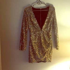 Gold sequin cocktail dress