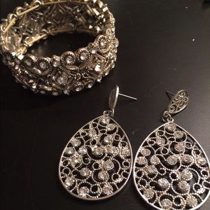 Matching formal earrings and bracelet