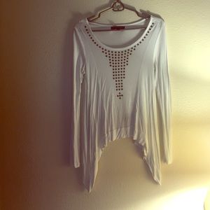 Rock and Republic white beaded flowy shirt
