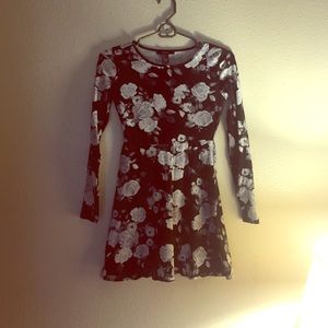 Black and white long sleeve floral dress