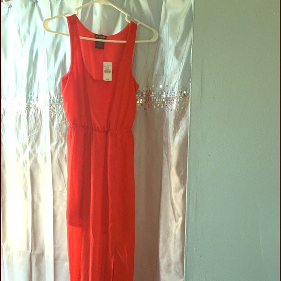 Red chiffon long/short dress