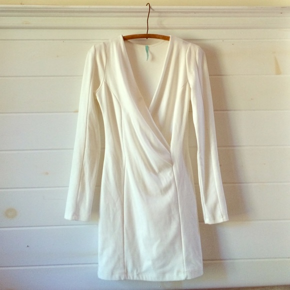 Lulu's Sexy Ivory Wrap Dress