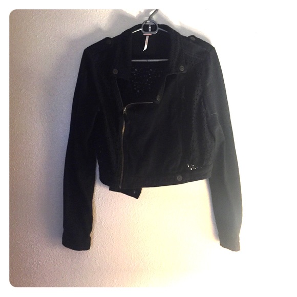 Free people black part lace light jacket