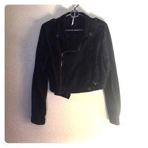 Free people black part lace light jacket