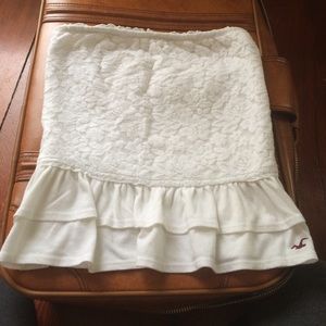Hollister white lace crop top