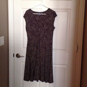 Plumb and cream polka dot dress