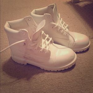 All white timberland boots