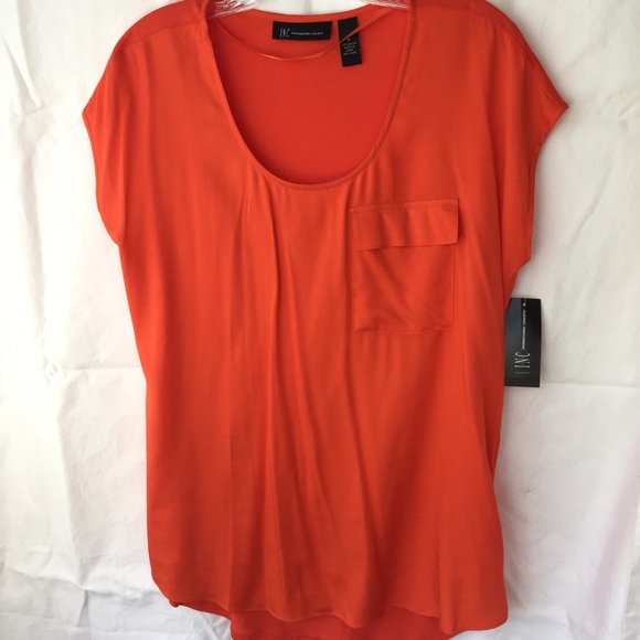 INC Orange T-Shirt Style Blouse