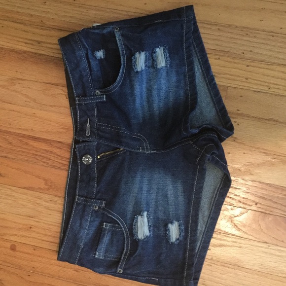 Ripped jean shorts
