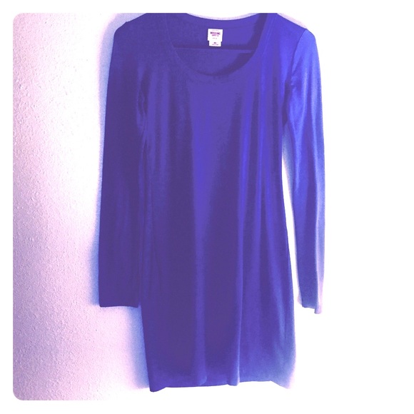 long sleeve simple purple dress