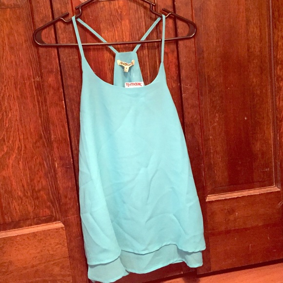 Teal blue chiffon tank top