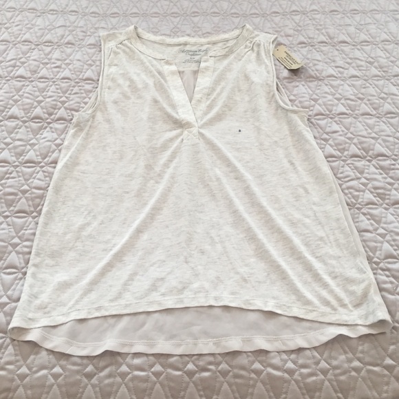Light heather gray tank with sheer back panel