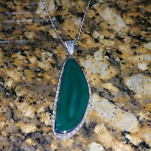 925 Sterling Silver Plated Natural Emerald Agate