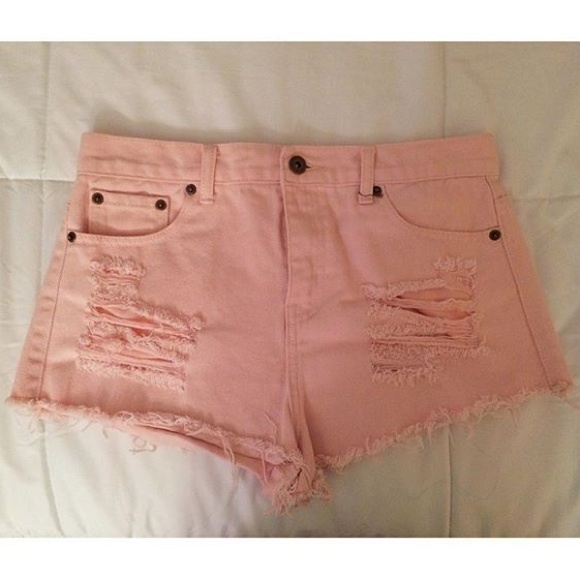 Light pink high wasted shorts.