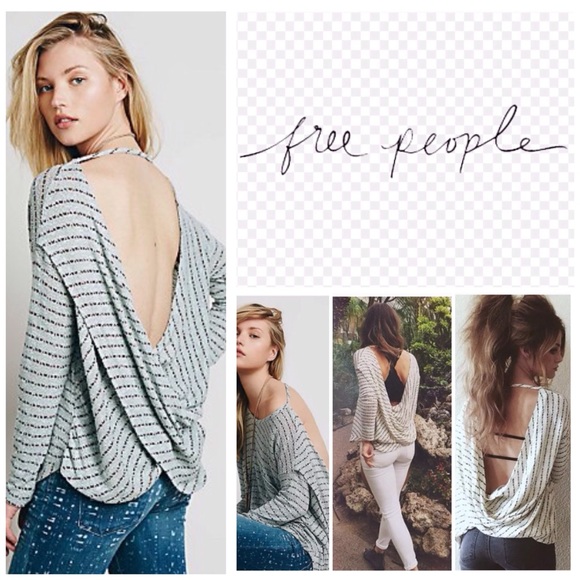 Free People Tops - Free People Green/Brown Open Back Top.  NWT.