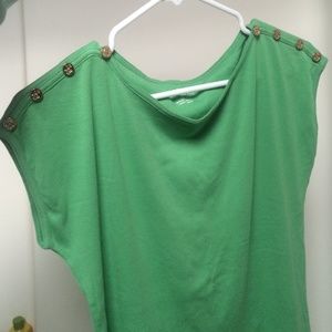 Talbots Green Casual T with Anchor Buttons size S