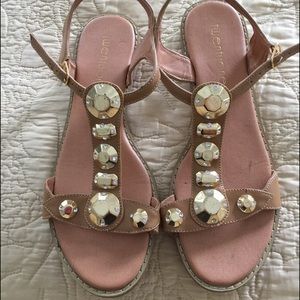 On sale!!! Forever 21 nude embellished sandals