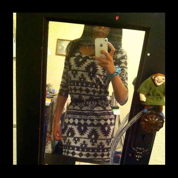 Black and Grey Aztec Pattern Dress