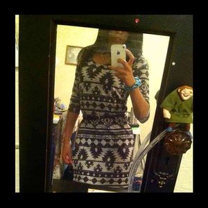 Black and Grey Aztec Pattern Dress