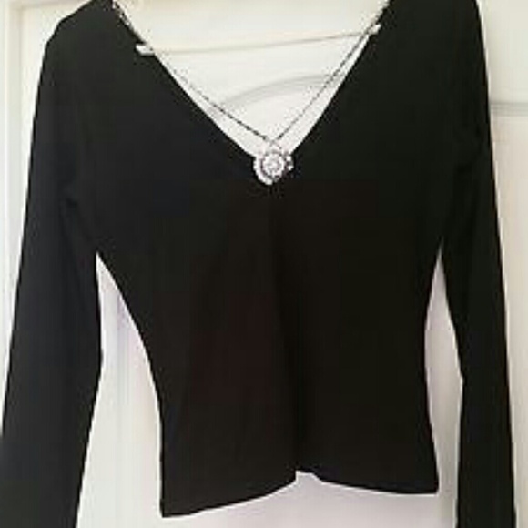 Black Long Sleeve Dress Top - Picture 2 of 3