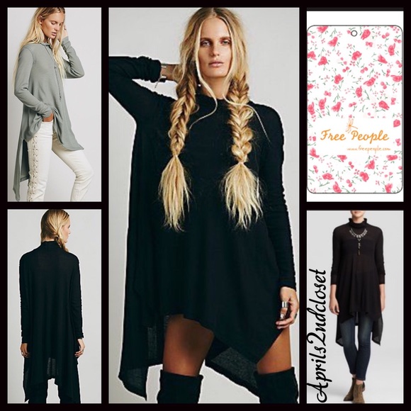 Free People Tops - Free People Tunic Black Mock Neck Swing Mini Dress
