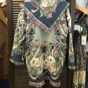 Vintage Rabbit Bunny Long Fringe Tapestry Jacket