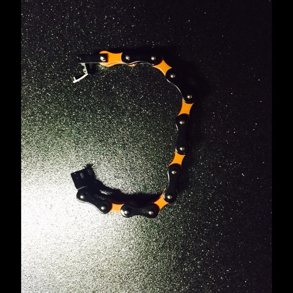 Black and orange bracelet.