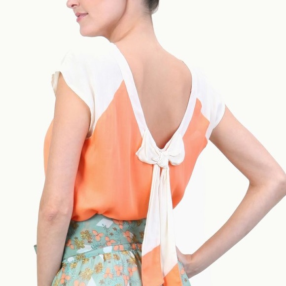 Tulle Tops - New Tulle orange cream top wear 2 ways. Bow. M/L