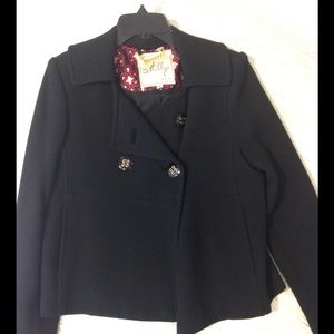 Milly black short dress coat