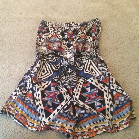 Strapless, various print, short romper, NEVER WORN