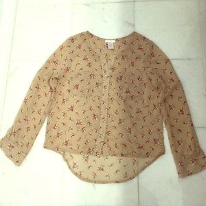 Long sleeve print tunic blouse