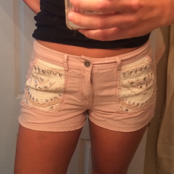 Free people light pink and ivory shorts