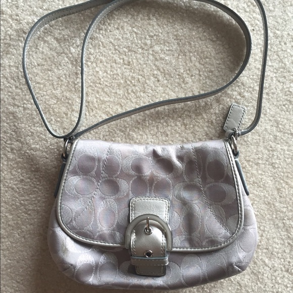 Silver genuine coach crossbody purse