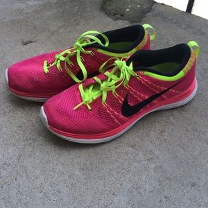 Nike Lunar 1 pink and neon yellow sneakers