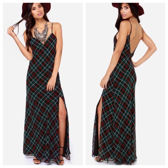 Lovers + Friends Dresses & Skirts - Lovers + Friends slit plaid maxi dress
