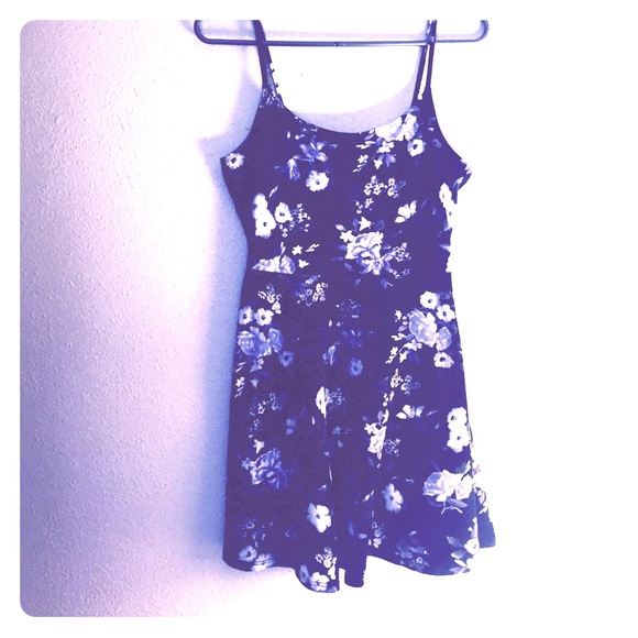 Black and purple floral tank top dress