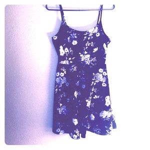 Black and purple floral tank top dress