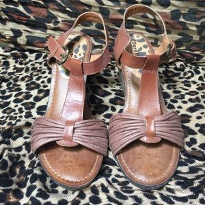 Brown wedge sandals