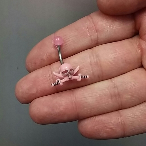 Pink skeleton belly ring - Picture 2 of 2