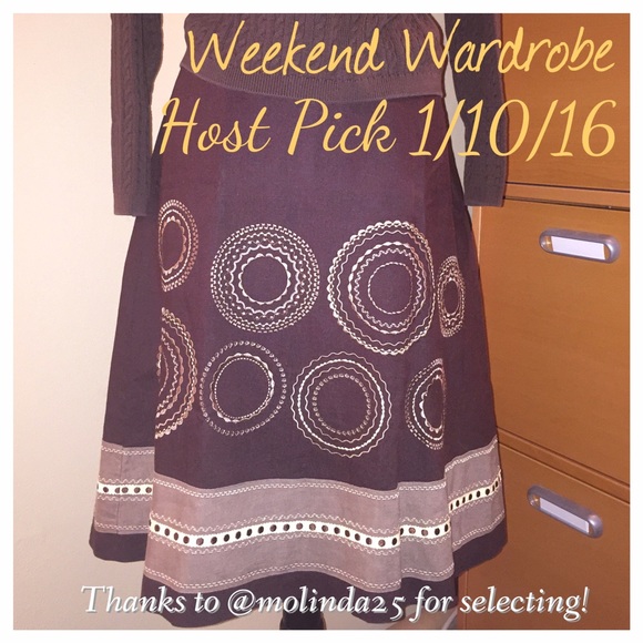 🎉HP🎉Talbots Brown linen A-line skirt with flair. - Picture 3 of 4