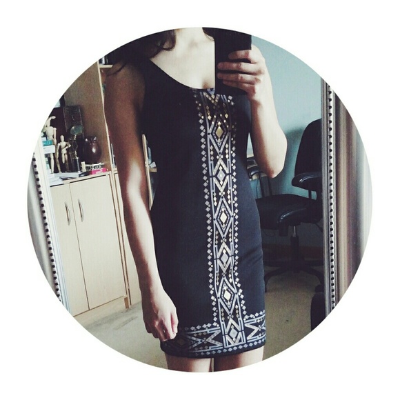 💛Gold Print Bodycon Dress - Picture 2 of 2