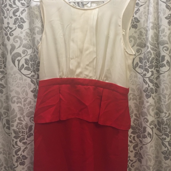 🆕 red and creme peplum dress - Picture 1 of 3