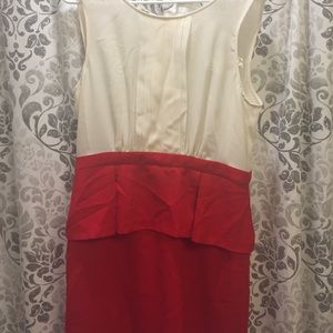 🆕 red and creme peplum dress